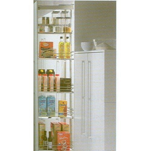 Dispensa - Metal and Wood, Adjustable Shelves, White | Silent Closure, Two-Sided Access, Compact Design, Adjustable Front