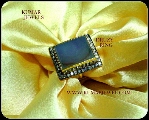 GALAXY FINGER RING - Druzy Stone, Adjustable Size, Light Blue CZ Stones | Gold Plated, Elegant Design, Stylish Accessory
