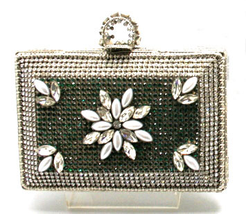 FAVOLA Handcrafted Crystal & Pearl Silver Clutch Bags