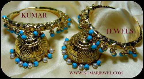 long beaded hoop earring.