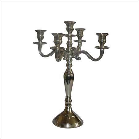 15inch Brass Base Nickel Plated Candle Stand
