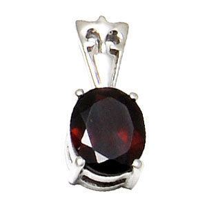 Simple Gemstone Silver Pendant Garnet Pendant Red Color Birthstone Pendant Jewelry Gender: Women