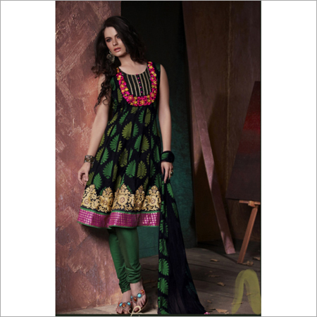 Churidar Suits - High-Grade Fabric, Customizable Size, Dark Green | Elegant Design, Comfortable Fit, Trendy Pattern, Stylish Look, Dry Clean Only