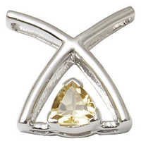 Citrine Solitaire Pendant - 925 Sterling Silver, Elegant Trillion Shape For Women, Gemstone Jewelry For Parties