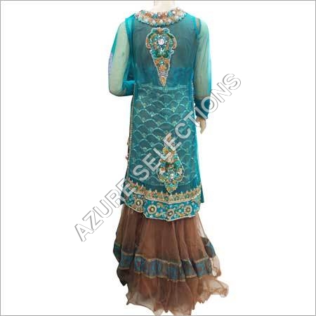 Designer Lehenga Choli - Net Silk, 54 Inches, Teal | Hand Embroidery, Zari Stone Work, Bridal & Party Wear, Custom Sizes