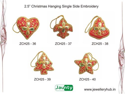 2.5" Christmas Hangings Single Side Embroidery