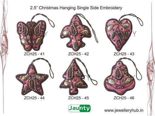 2.5" Christmas Hangings Single Side Embroidery