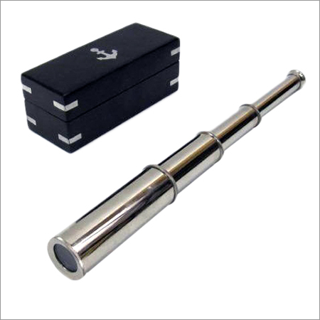 Chrome Telescope With Wooden Box 