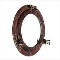 Porthole Mirror Antique 15" - Wood & Metal, 15 Inches, Brown | Nautical Style, Antique Look, Wall Mountable, Unique Design