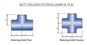 Butt Welded Fittings - Stainless Steel & Mild Steel, NPS Dimensions 1/2" to 22", Industrial Use for Surface Casing Attachment