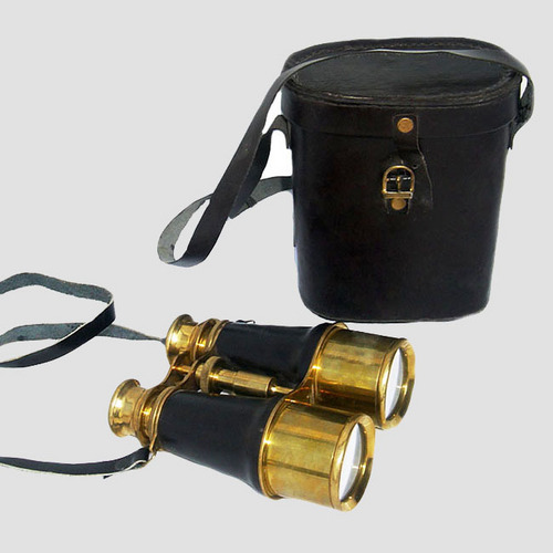 Brass Binocular With Black Leather Box