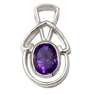 oval shaped amethyst  pendant customizable gemstone silver jewelry purple color stone jewelry