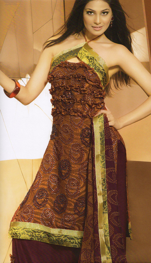 Designer Suit - Silk Blend, 44 Inches, Brown | Embroidery, Elegant Design, Comfortable Fit, Semi-Stitched