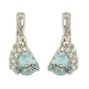 Emblems Cz Studded Blue Stone Silver Earrings Party Wear 