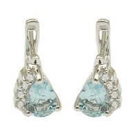 Cz Studded Blue Stone Silver Earrings Party Wear 