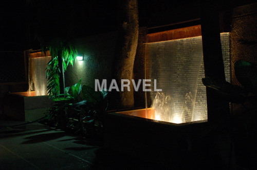 Outdoor Wall Fountain - Fiber and Stone, LED Lighting, Variable Dimensions | Elegant Design, Easy Installation, Durable Material, Water Pump Included
