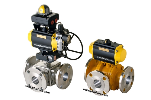 Pneumatic Actuator Operated 3 Way Ball Valve