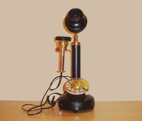 Antique Desk Telephone - Bakelite & Brass, 12x5x10 Inches, Black | Elegant Design, Durable, Unique Style, Customizable Options