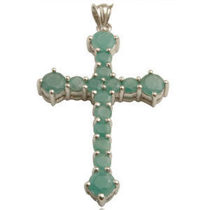 Cross Earrings Emerald With Cross Pattern Religiou Gender: Women