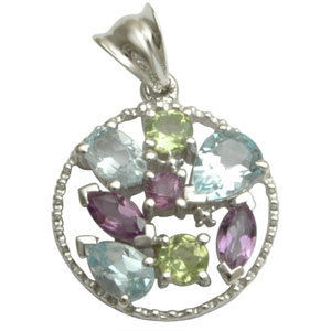 semi precious stone jewelry pendant unisex silver gemstone pendant