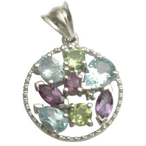 semi precious stone jewelry pendant unisex silver gemstone pendant