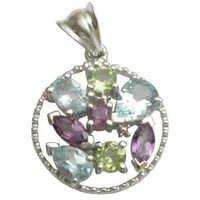 Emblems Semi Precious Stone Jewelry Pendant Unisex Silver Gemstone Pendant