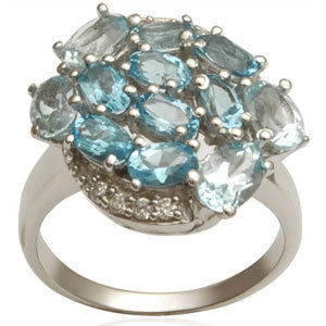 Pendants Swiss Blue Topaz Ring Design Gemstone Silver Womens Ring October Birthstone Jewelry