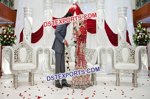 Elegant Asian Wedding Pearl White Stage Furnitur