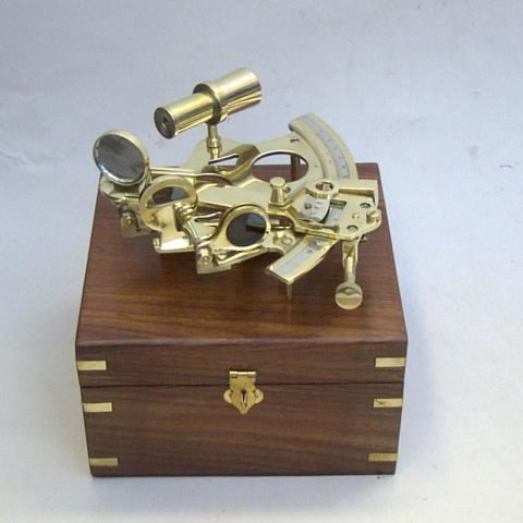 6 inch Brass Sextant With Wooden Box