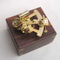 Vintage Reproduction Brass Sextant With Leather Case – Kelvin Hughes London 1917 Style