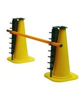 Cone Jump Trainer - Plastic 18 Inch Yellow Cones, Adjustable 7 Heights, 25mm Pole Diameter