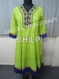 Designer Border Print Kurta - Cotton, Standard Size, Green | Lightweight, Quick Dry, Tear Resistant