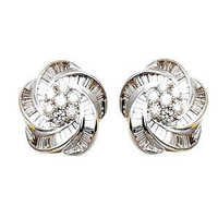 2013 latest earring design, flower design diamond earring, fancy style diamond earring in white gold