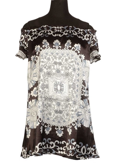 Women Fashionable Satin Silk Tunic Top