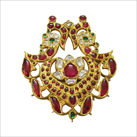 Kundan Meena Pendant Set