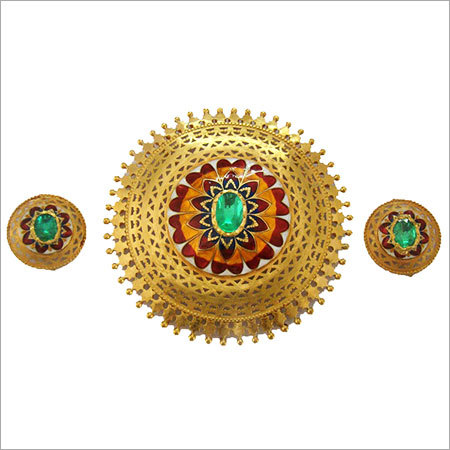 Kundan Meena Pendant Set