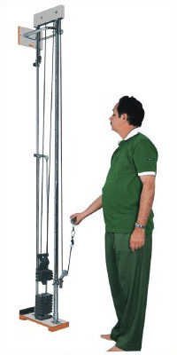 Arm Exerciser - Chrome Plated Tubular Steel With Wooden Platform | Adjustable Swivel Pulley Block, 10 Locking Weights, Portable For Home & Hospital Use