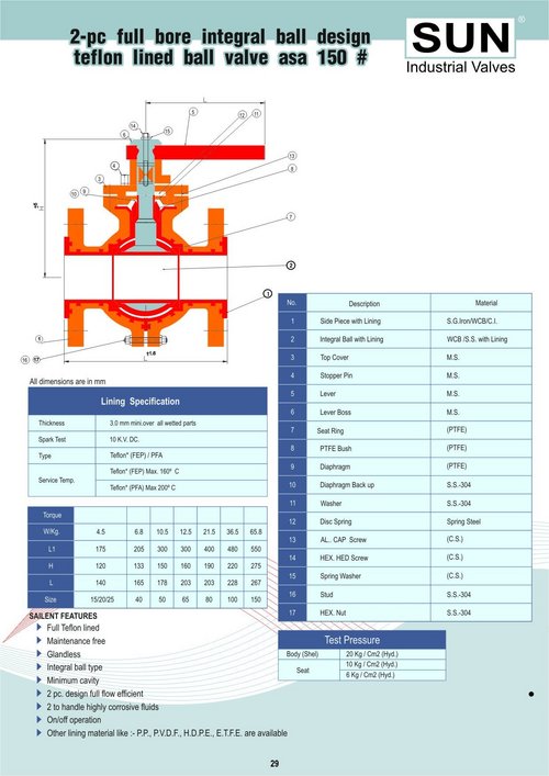2 pc full bore ball valve