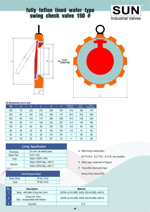 wafer type swing check valve.