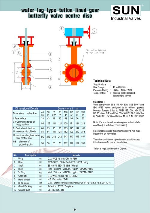 wafer lug type gear butterfly valve centre disc