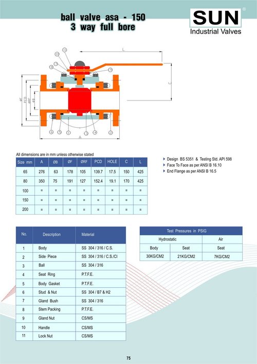 3 way full bore ball valves