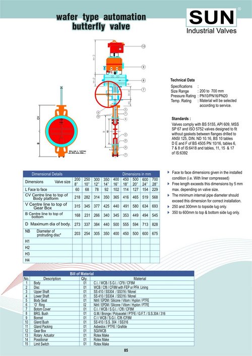 wafer types automation butterfly valve