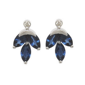 Small Sapphire Earrings, Petals And Flower Earring Design, Sapphire And Diamond Gold Earring  Gender: Women'S