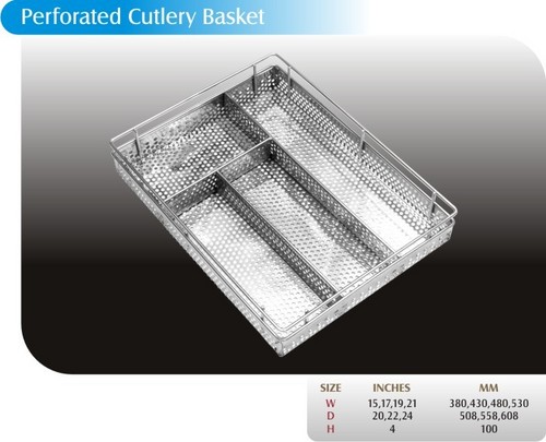 Stainless Steel Perforated Cutlery Basket