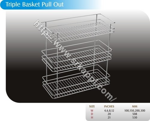 Stainless Steel Triple Basket Pull Out Basket