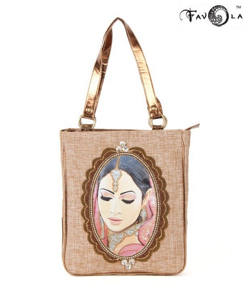 FAVOLA Hand-Crafted Crystallized Jute Hand Bag