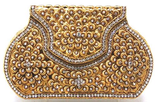 FAVOLA Handcrafted Crystal Jewelled Brass Clutch Bags