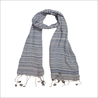 Silk Crinkle Stoles - Silk, Printed Pattern, Gray Color | Fringe Closure for Women's Elegant Style