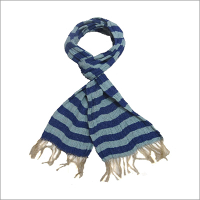 Cotton Silk Woven Crinkle Stole - Silk Fabric, Blue and Navy Blue Colors | Printed Pattern, Fringe Closure for Women
