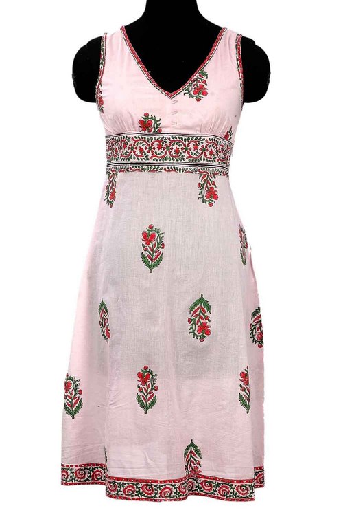 Floral Print Hand Block Printed Dress